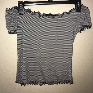 Outfit, Off-The-Shoulder Crop Top & Pair of Shorts